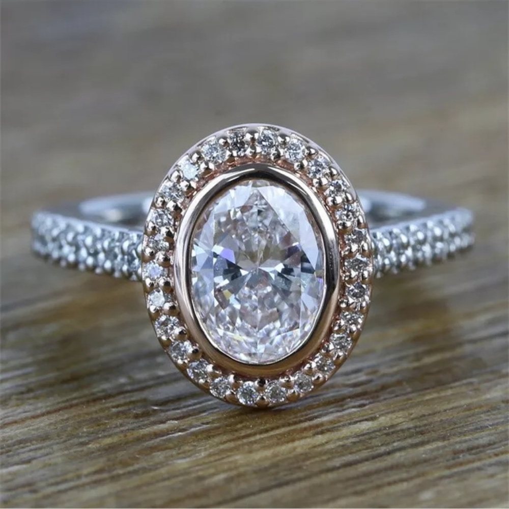 Fashion Twot One Cubic Zirconia 925 Silver Rings Women Wedding Jewelry